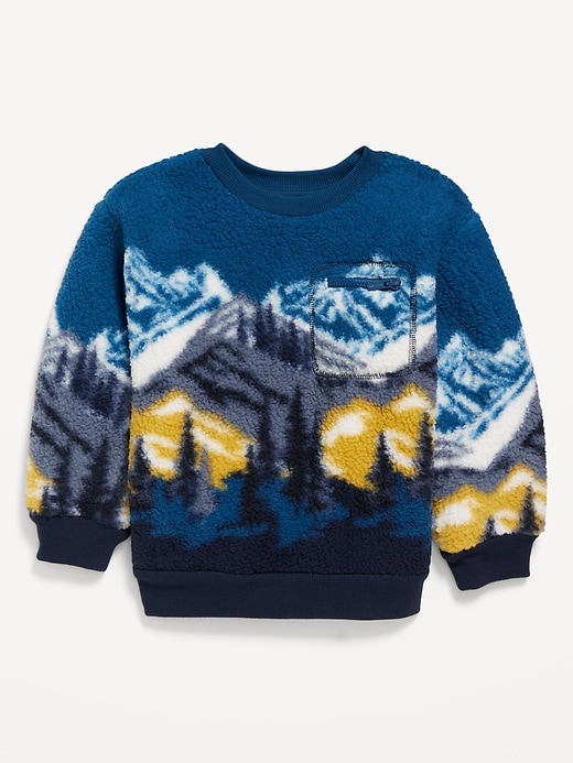 View large product image 1 of 2. Oversized Sherpa Zippered Pocket Sweatshirt for Toddler Boys