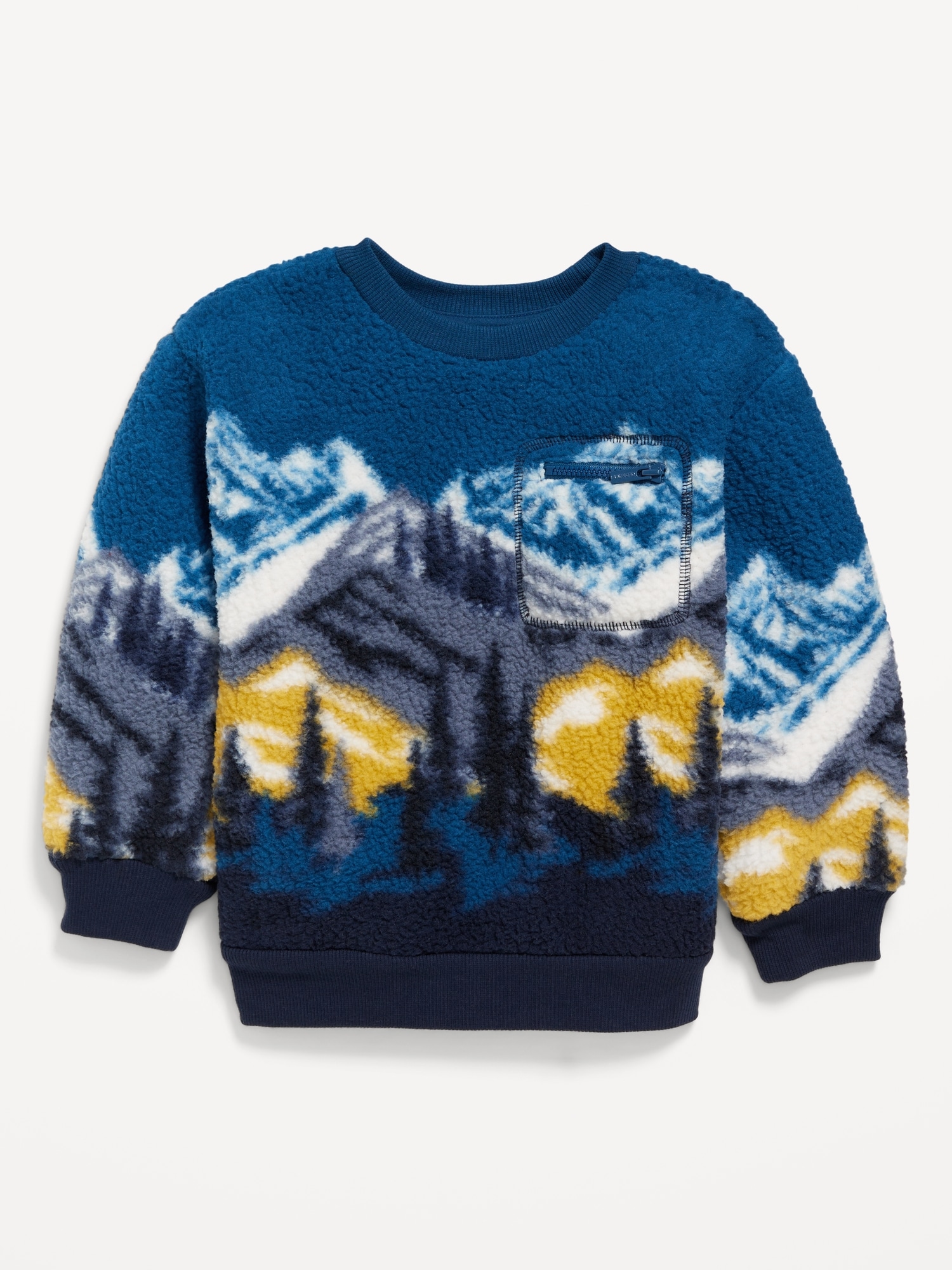 Oversized Sherpa Zippered Pocket Sweatshirt for Toddler Boys