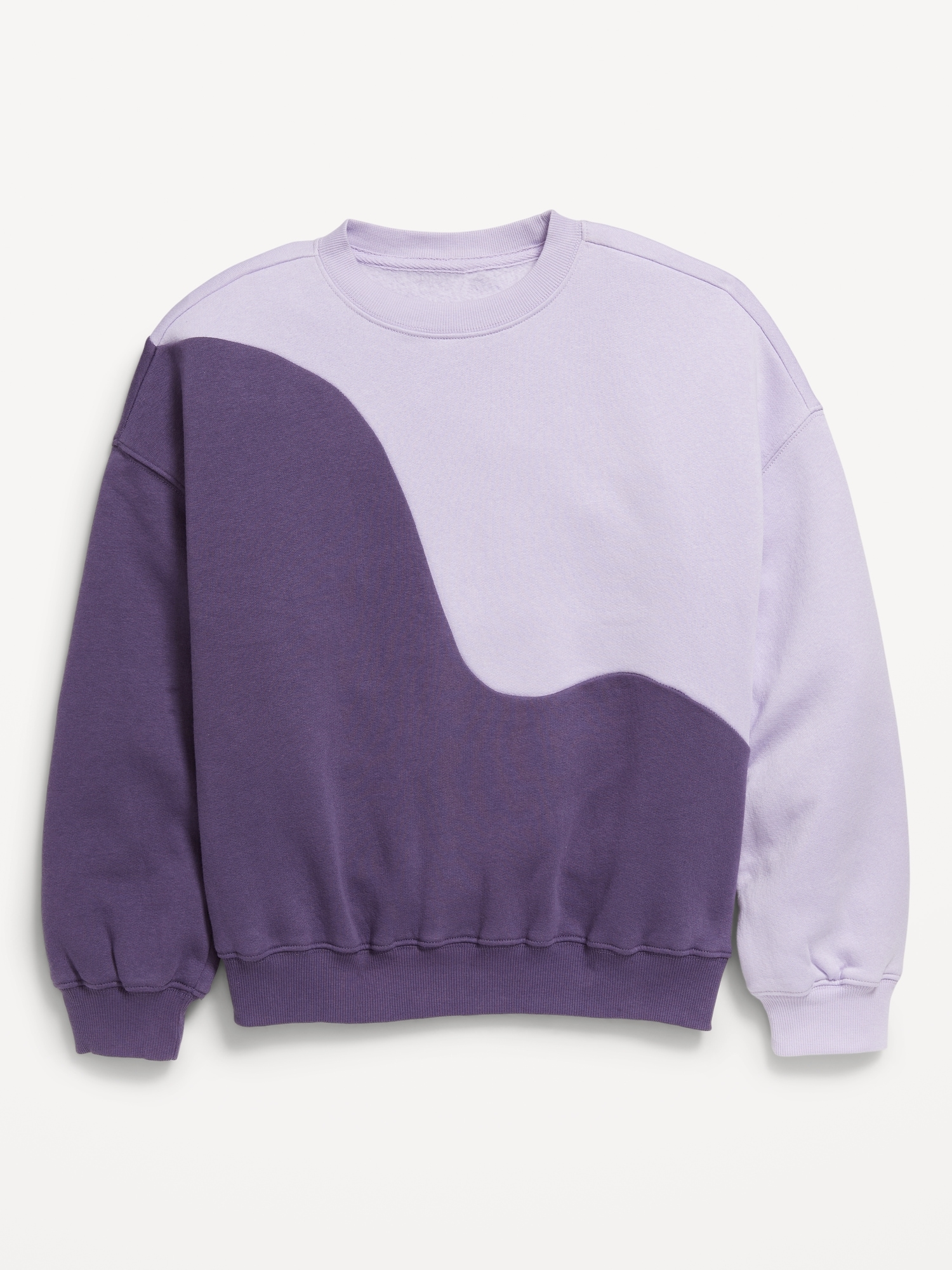 Oversized Long-Sleeve Color-Block Sweatshirt for Girls