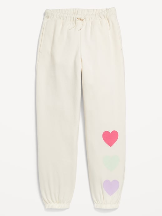 View large product image 1 of 2. High-Waisted Cinched-Hem Graphic Jogger Sweatpants for Girls