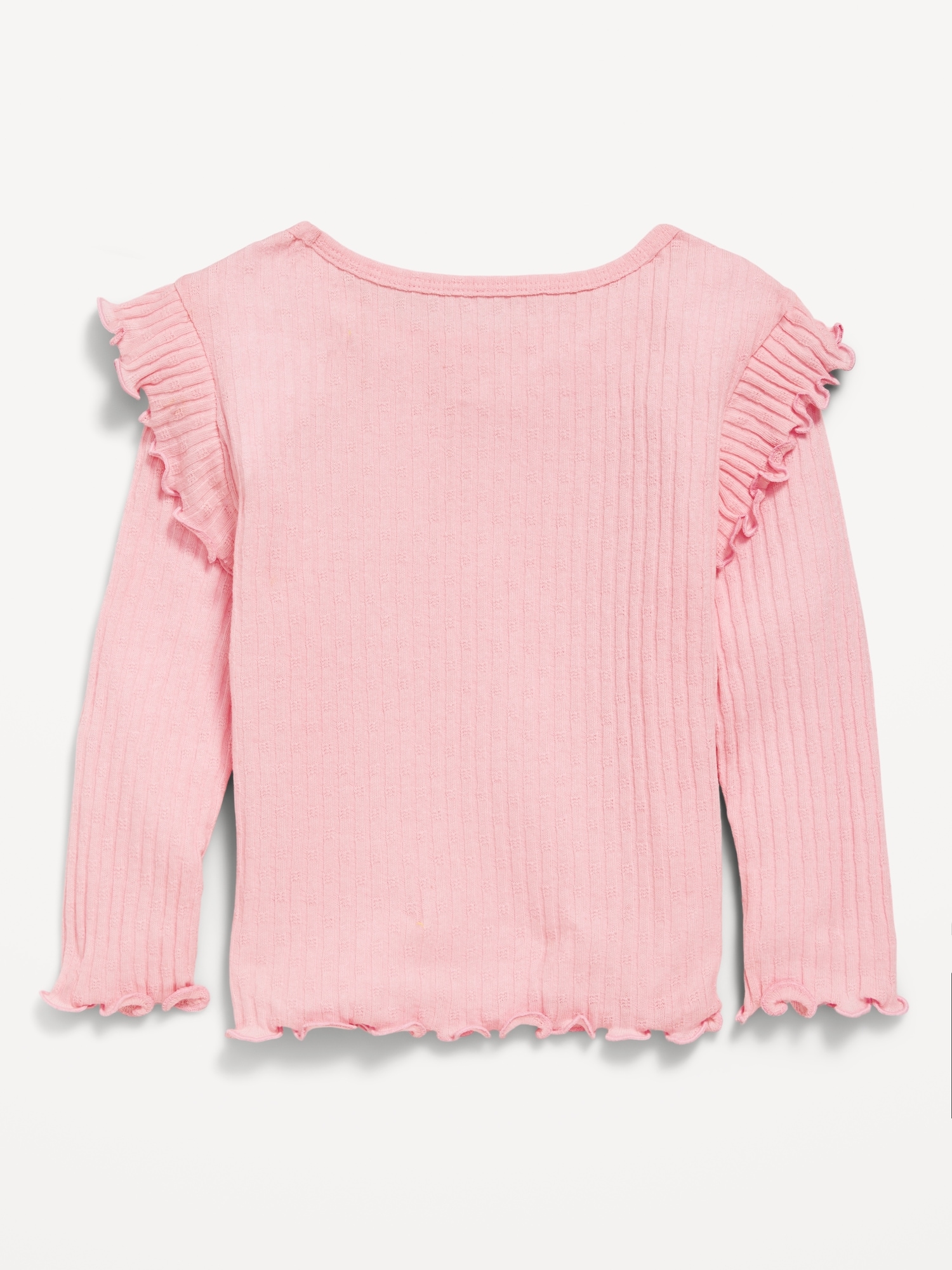 Long-Sleeve Ruffle Pointelle Top for Toddler Girls