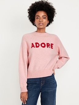 SoSoft Loose Crew-Neck Graphic Sweater | Old Navy