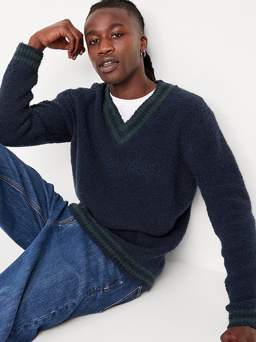 Image number 3 showing, V-Neck Bouclé Sweater