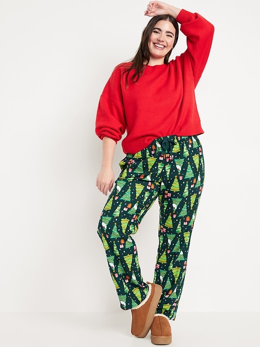 Image number 3 showing, Mid-Rise Printed Flannel Pajama Pants