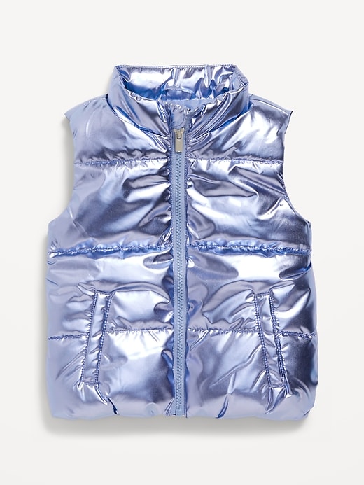 View large product image 1 of 1. Water-Resistant Shiny Quilted Vest for Toddler Girls