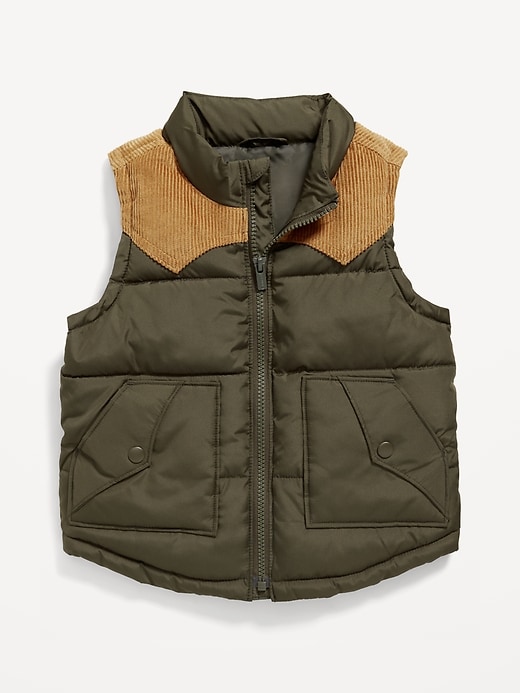 View large product image 1 of 2. Quilted Corduroy-Trim Vest for Toddler Boys