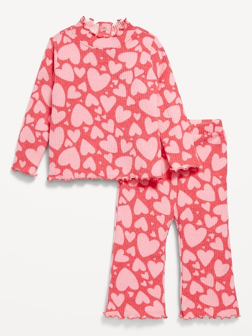 View large product image 1 of 2. Long-Sleeve Plush Ribbed Top and Flare Pants Set for Baby