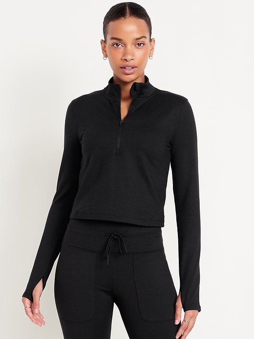 Image number 1 showing, CloudComfy Crop Quarter Zip