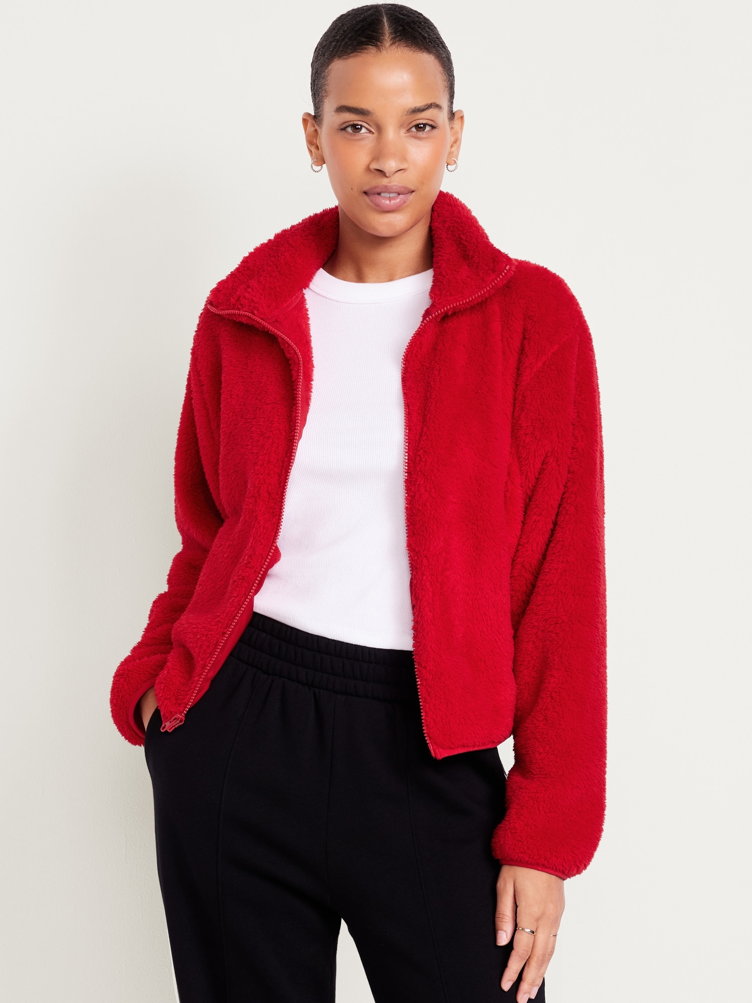 Sherpa Zip Jacket - Red