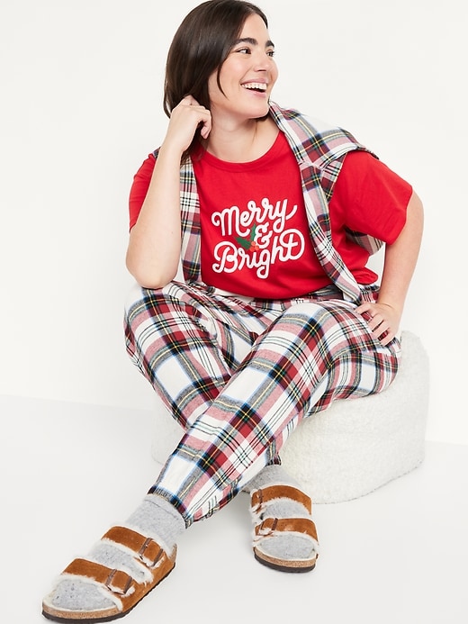 Image number 3 showing, High-Waisted Flannel Pajama Joggers