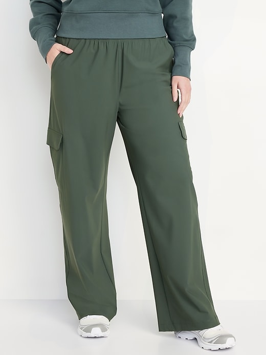 Image number 8 showing, High-Waisted SleekTech Wide-Leg Cargo Pants