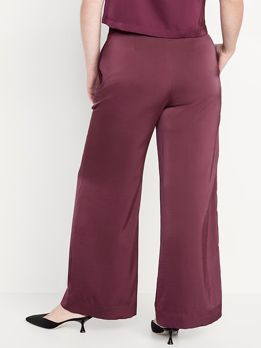 Image number 5 showing, High-Waisted Satin Super Wide-Leg Pants