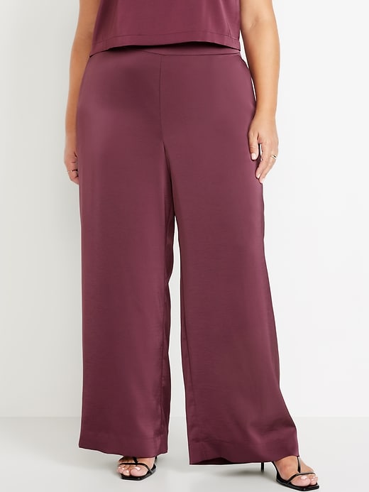 Image number 6 showing, High-Waisted Satin Super Wide-Leg Pants