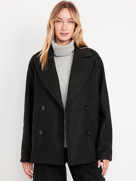 Image number 1 showing, Oversized Double-Breasted Pea Coat