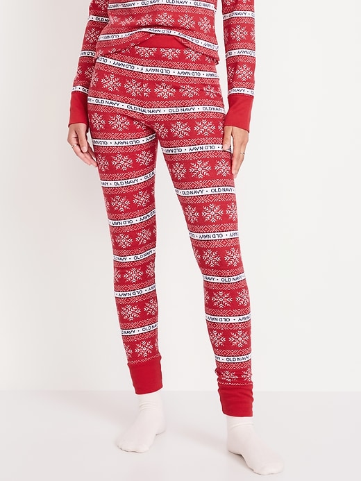 Image number 1 showing, High-Waisted Printed Waffle Pajama Leggings for Women