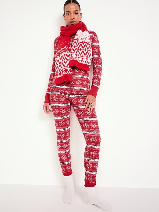 Image number 8 showing, High-Waisted Printed Waffle Pajama Leggings