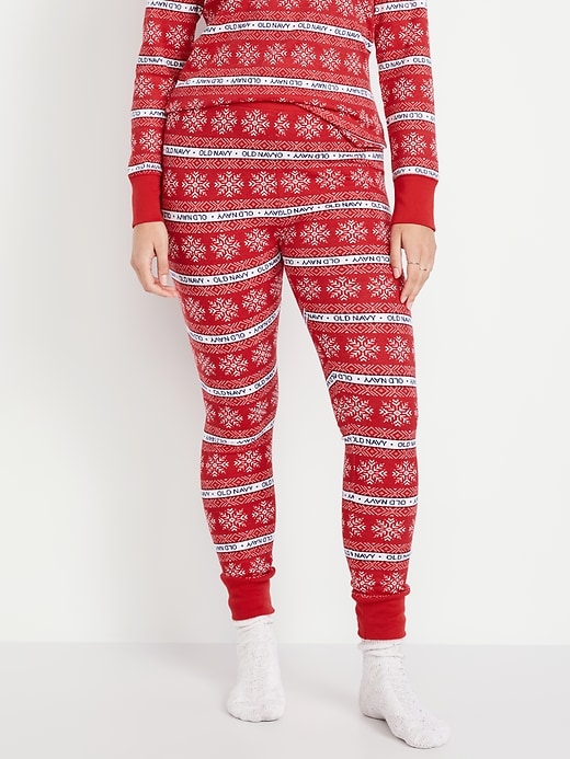 Image number 5 showing, High-Waisted Printed Waffle Pajama Leggings for Women