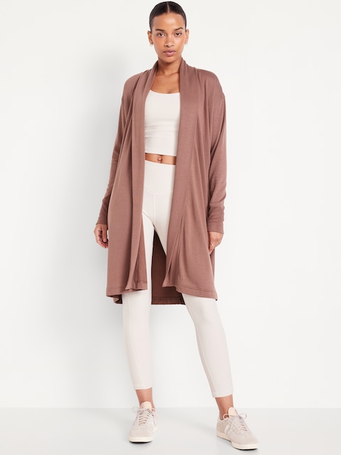 Live-In Open-Front Longline Wrap - Warm Taupe