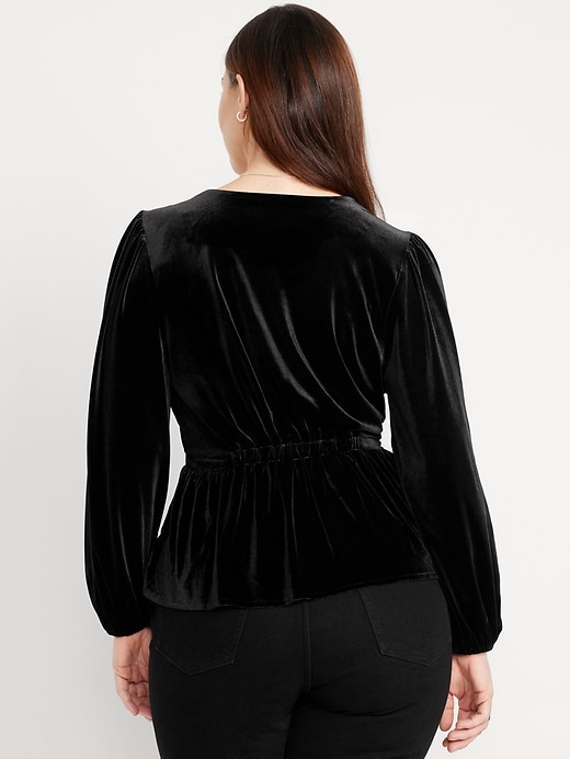 Image number 7 showing, Waist-Defined Velvet Peplum Top