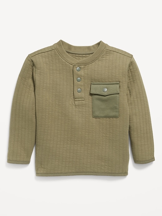 View large product image 1 of 2. Oversized Pocket Henley Sweater for Toddler Boys