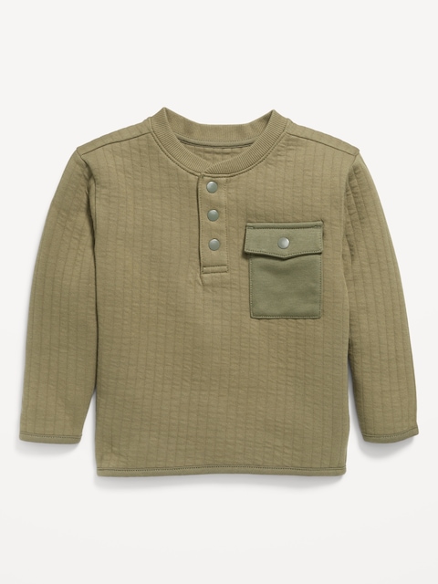 Oversized Pocket Henley Sweater for Toddler Boys