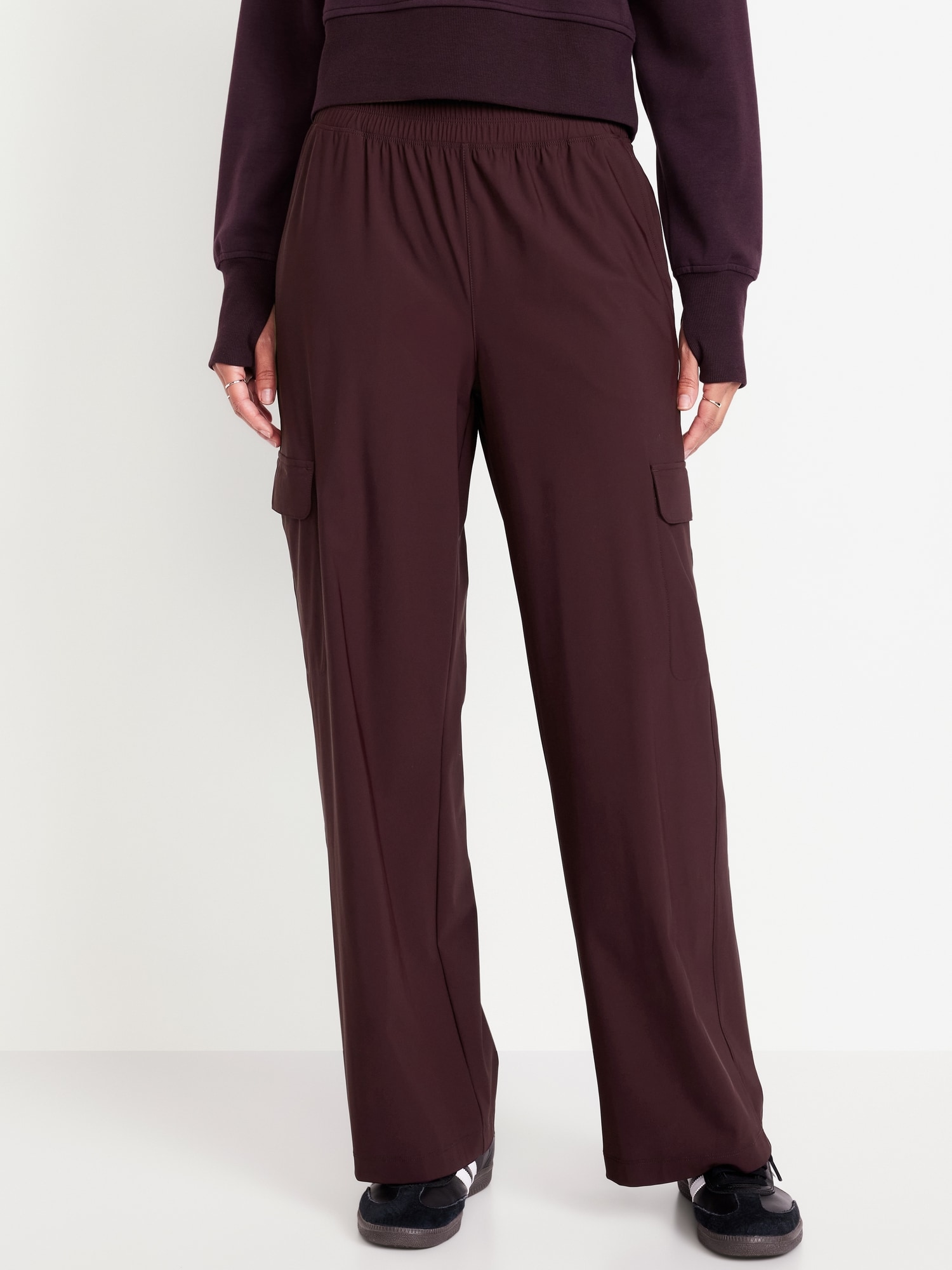 High-Waisted SleekTech Wide-Leg Cargo Pants