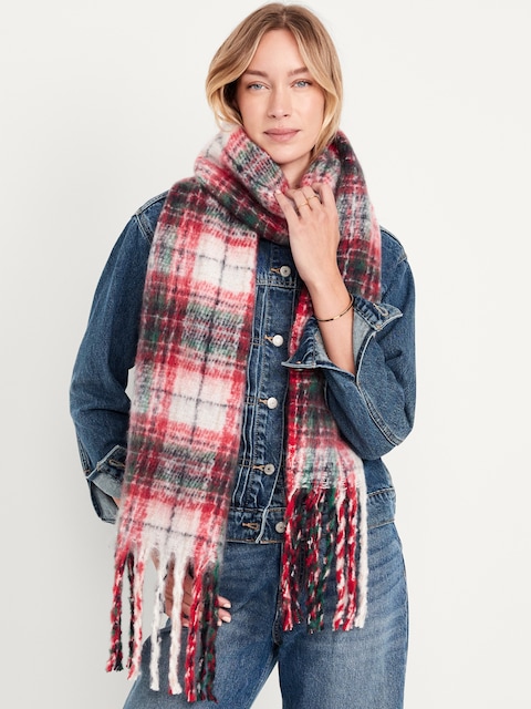 Fringed Scarf - Red