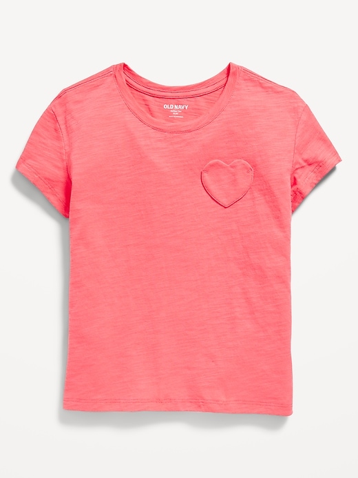 View large product image 1 of 2. Softest Short-Sleeve Heart-Pocket T-Shirt for Girls