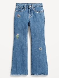 View large product image 4 of 5. High-Waisted Super Baggy Embroidered Flare-Leg Jeans for Girls