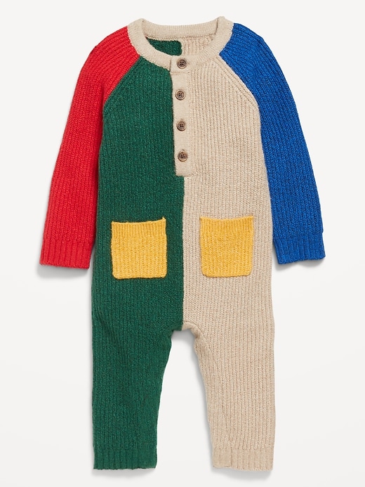 Voir une image plus grande du produit 2 de 2. Une-pièce en tricot douillet SoSoft à couleurs contrastées pour bébé