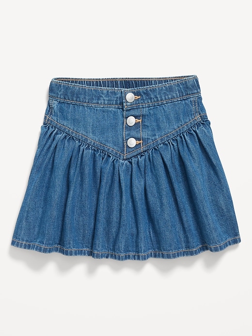 Voir une image plus grande du produit 1 de 2. Jupe trapèze en denim à boutons sur le devant pour toute-petite fille