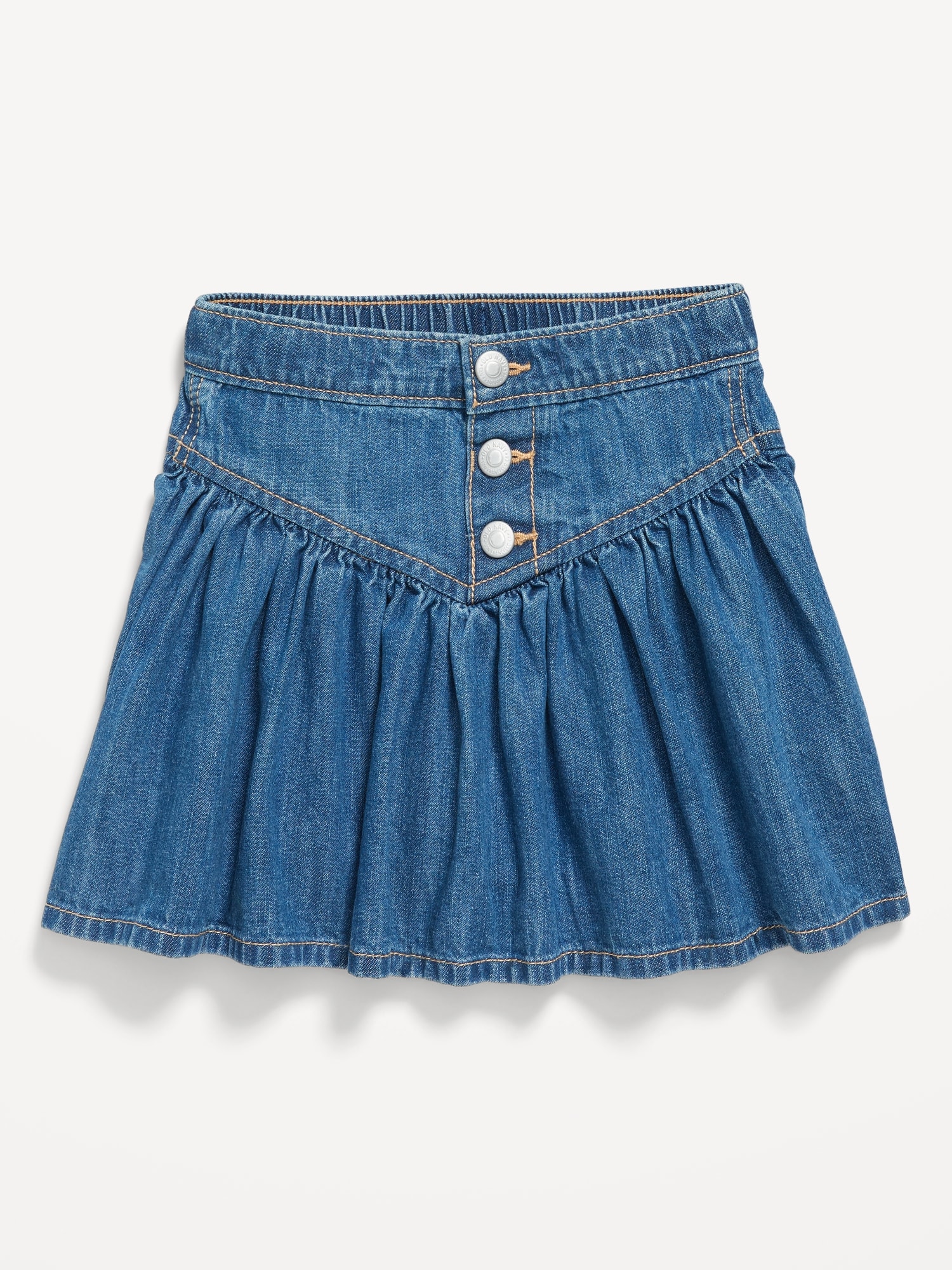 Jupe trapèze en denim à boutons sur le devant pour toute-petite fille