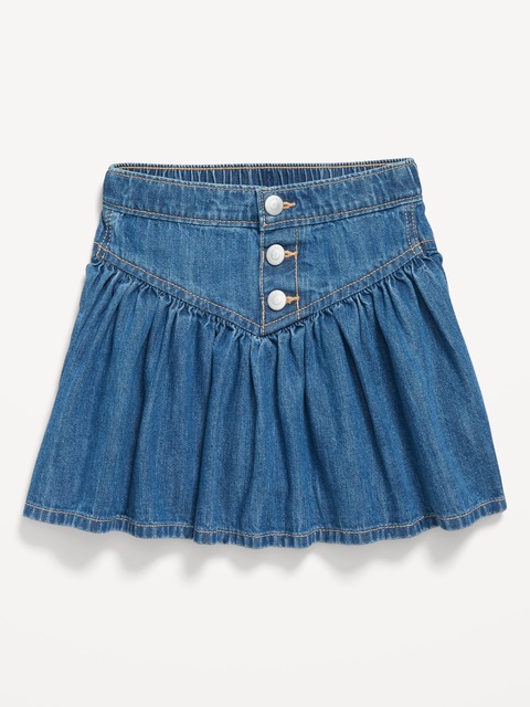 Button-Front Jean Swing Skirt for Toddler Girls - Medium Wash
