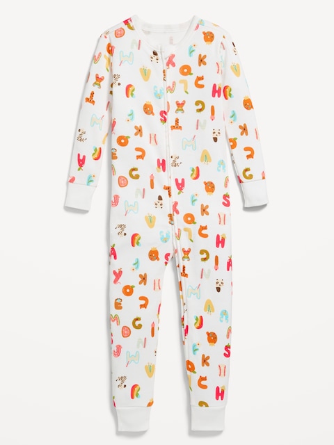 Pyjama une-pièce ajusté à glissière bidirectionnelle à motif unisexe pour Tout-petit et Bébé