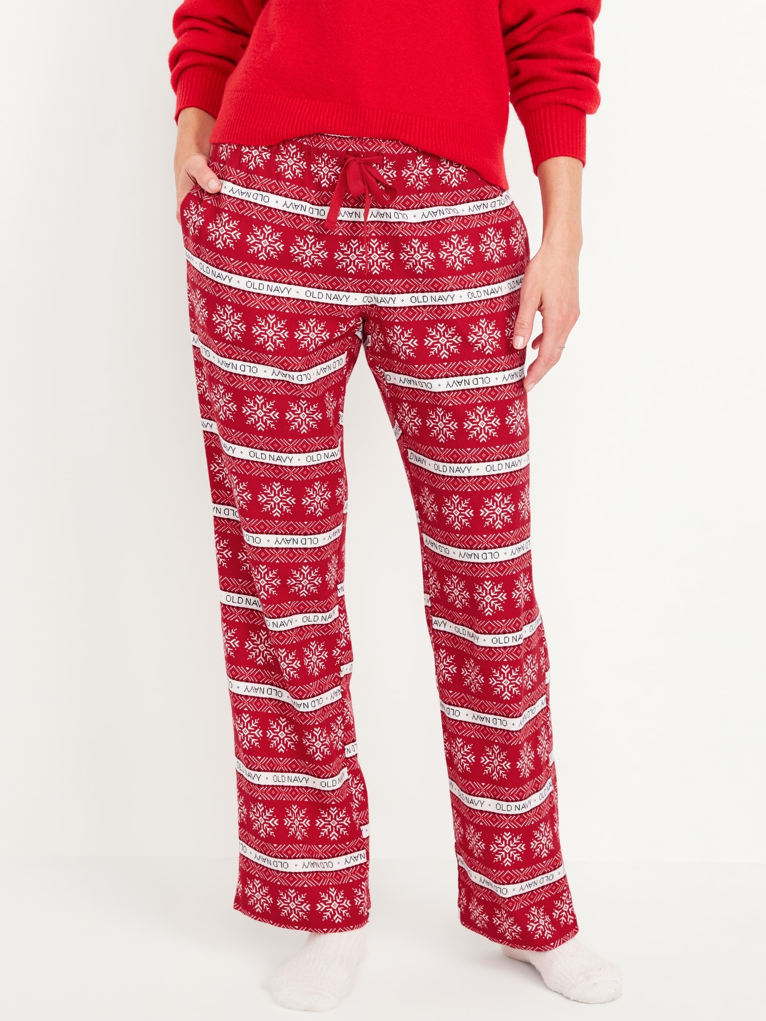 Mid-Rise Printed Flannel Pajama Pants