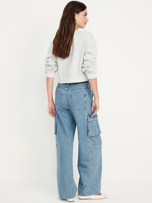 Image number 3 showing, Mid-Rise Baggy Wide-Leg Cargo Jeans