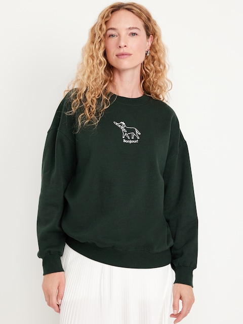 SoComfy Oversized Graphic Sweatshirt - Bonjour!