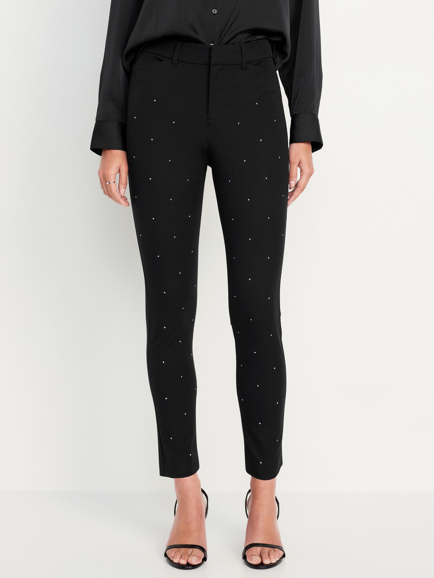 High-Waisted Pixie Skinny Embellished Ankle Pants