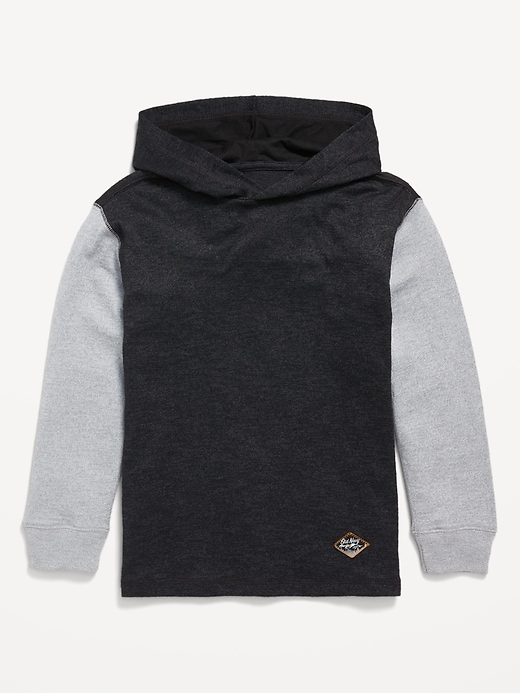 View large product image 2 of 4. Cozy-Knit Long-Sleeve Hooded T-Shirt for Boys