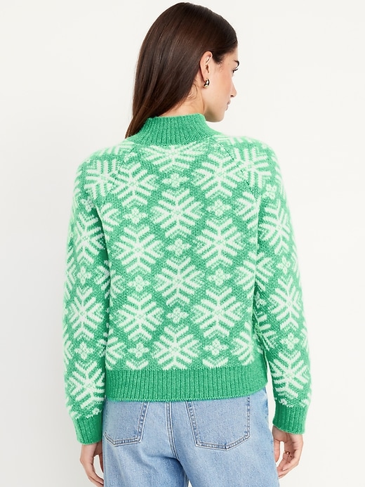 Image number 2 showing, Holiday Print Mock-Neck Sweater