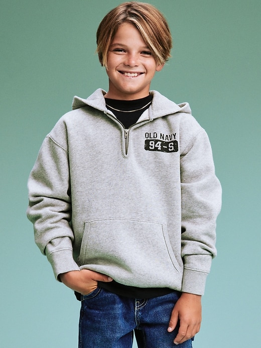 Image number 4 showing, '94 Gender-Neutral Half-Zip Logo-Graphic Hoodie for Kids