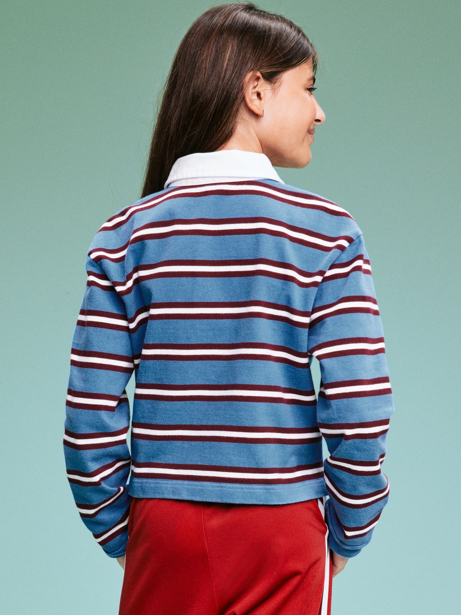 '94 Long-Sleeve Rugby Stripe Polo Shirt for Girls