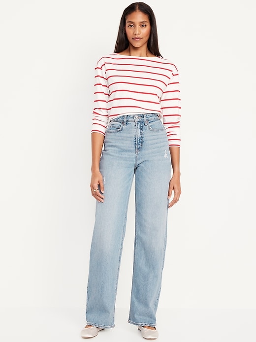 Image number 1 showing, Curvy Extra High-Waisted Wide-Leg Jeans