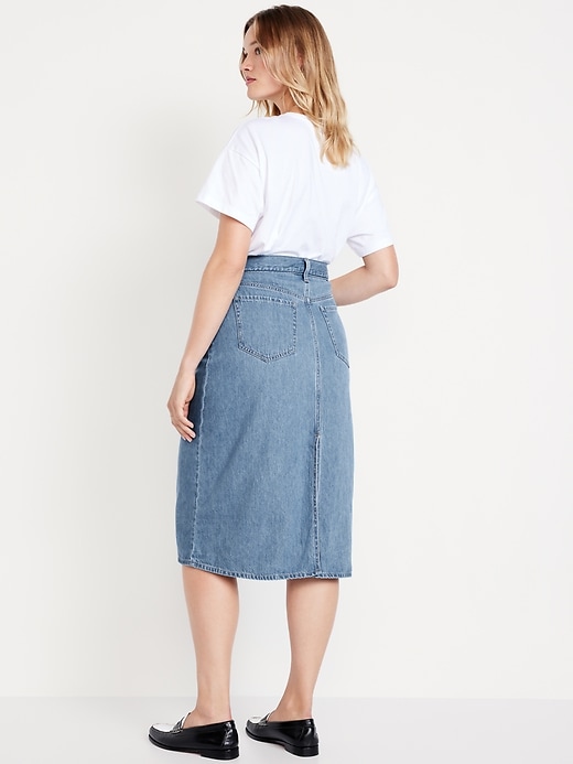 L'image numéro 6 présente Jupe mi-longue en denim Wow à taille haute