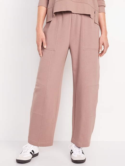 Image number 1 showing, Extra High-Waisted SoComfy Seamed Barrel-Leg Sweatpants