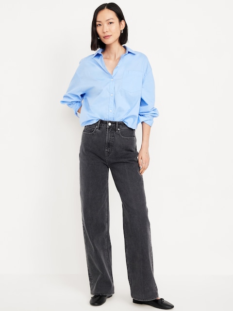 Jean à jambe large et taille très haute