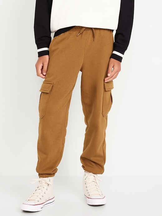 Voir une image plus grande du produit 1 de 4. Pantalon cargo de jogging coupe généreuse en coton ouaté pour garçon