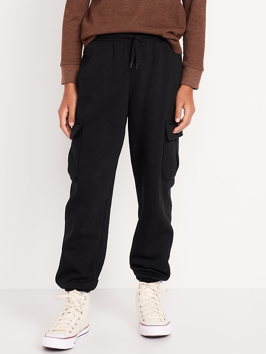 Voir une image plus grande du produit 1 de 4. Pantalon cargo de jogging coupe généreuse en coton ouaté pour garçon