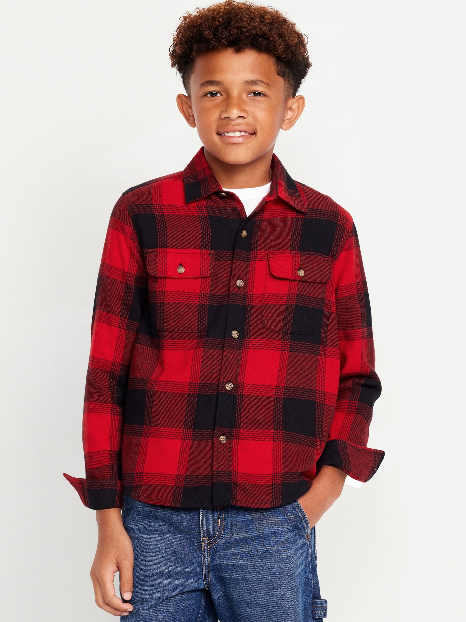 Soft-Brushed Flannel Pocket Shirt for Boys