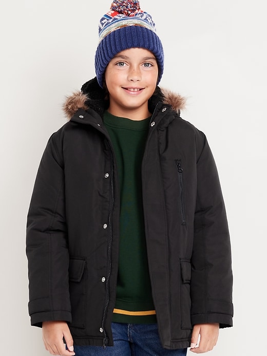 View large product image 1 of 3. Water-Resistant Sherpa-Lined Hooded Parka Coat for Boys